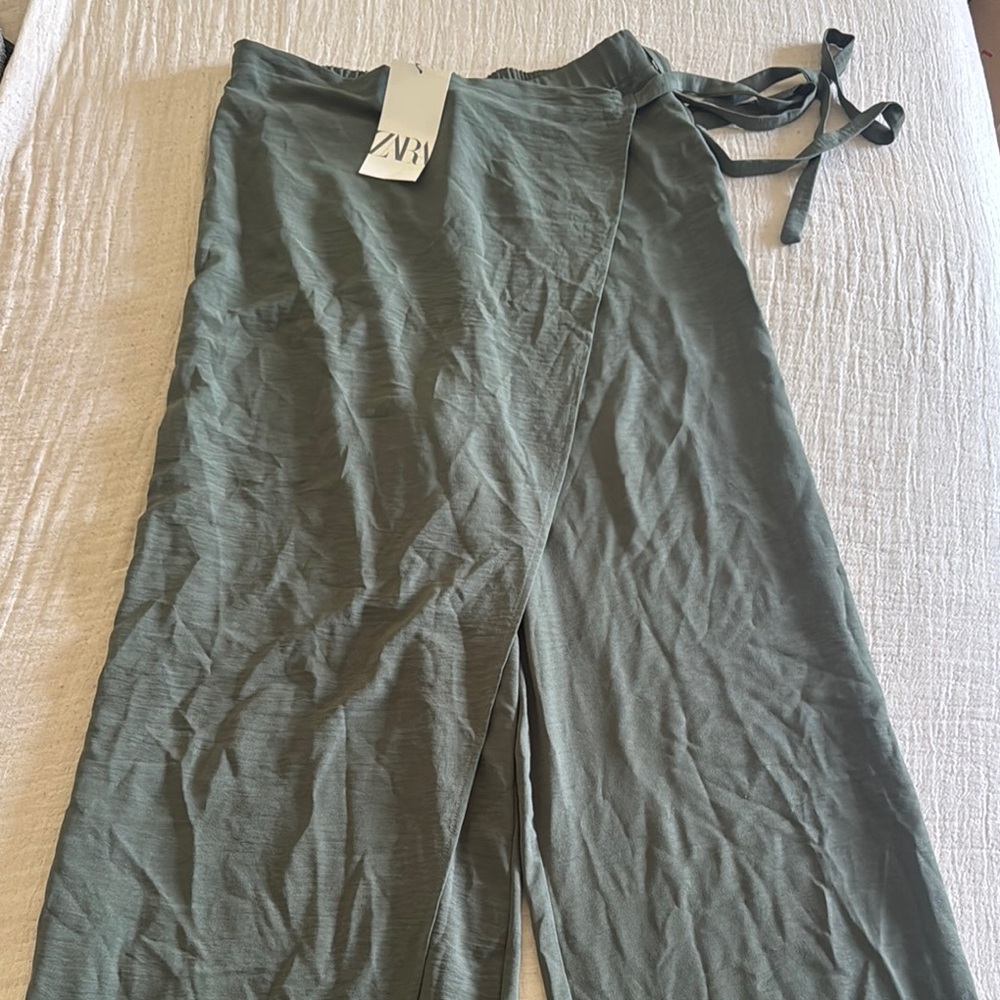 Zara Olive Green Wrap Pants